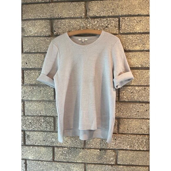 Madewell Womens Light Gray Short Sleeve Sweater Top Size L - Picture 1 of 7
